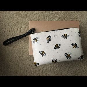 Coach Bee Print Corner Wristlet